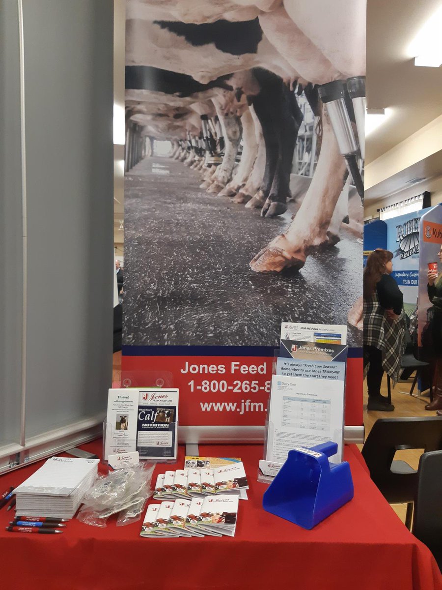 All set up at Grey-Bruce Farmers Week Dairy Day in Elmwood. Be sure to stop by the JFM booth and catch up with Shawn Ropp, JFM Dairy Sales Consultant and Lisa Zeileman, JFM Calf Specialist!