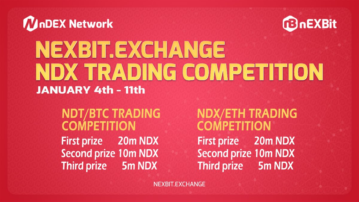 NdexOfficial's tweet photo. So lets get spin!! Gearing up your trading skill on #nEXBit (https://t.co/rjQ74ryj0L ).
#nEXBit announce a #MEGA #TradingCompetition
Hosted by #nDEXNetwork on $NDX & $NDT pairs.
***T&S will publish tomorrow. https://t.co/1XoGkgYgBH