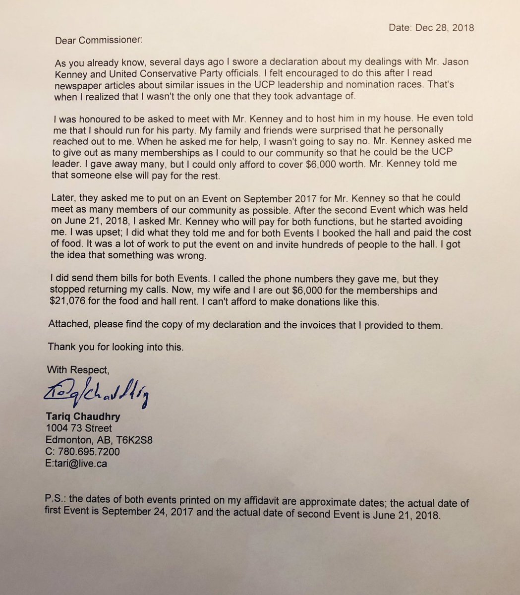 LukaszukAB's tweet photo. .@jkenney forgets a lot. “Kamikaze” campaign to cheat @BrianJeanAB, cash envelopes, unreported cash donations, dine-and-dash Eid events are a blur to him now. But we’re getting to know the real Kenney and evidently so is @ElectionsAB. More to come...  #AbLeg #abpoli https://t.co/gvOD2e3FjD