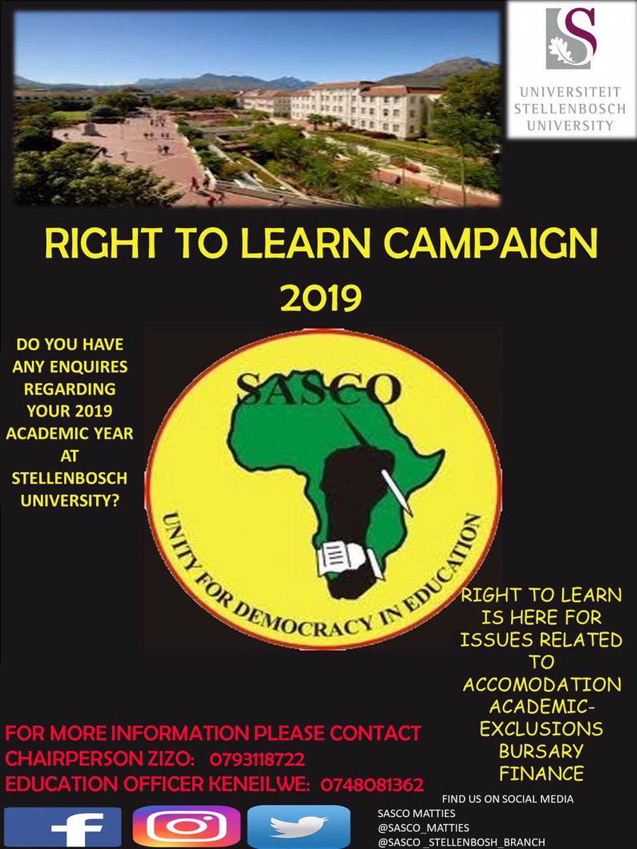 SASCO_Stellenbosch branch tweet media