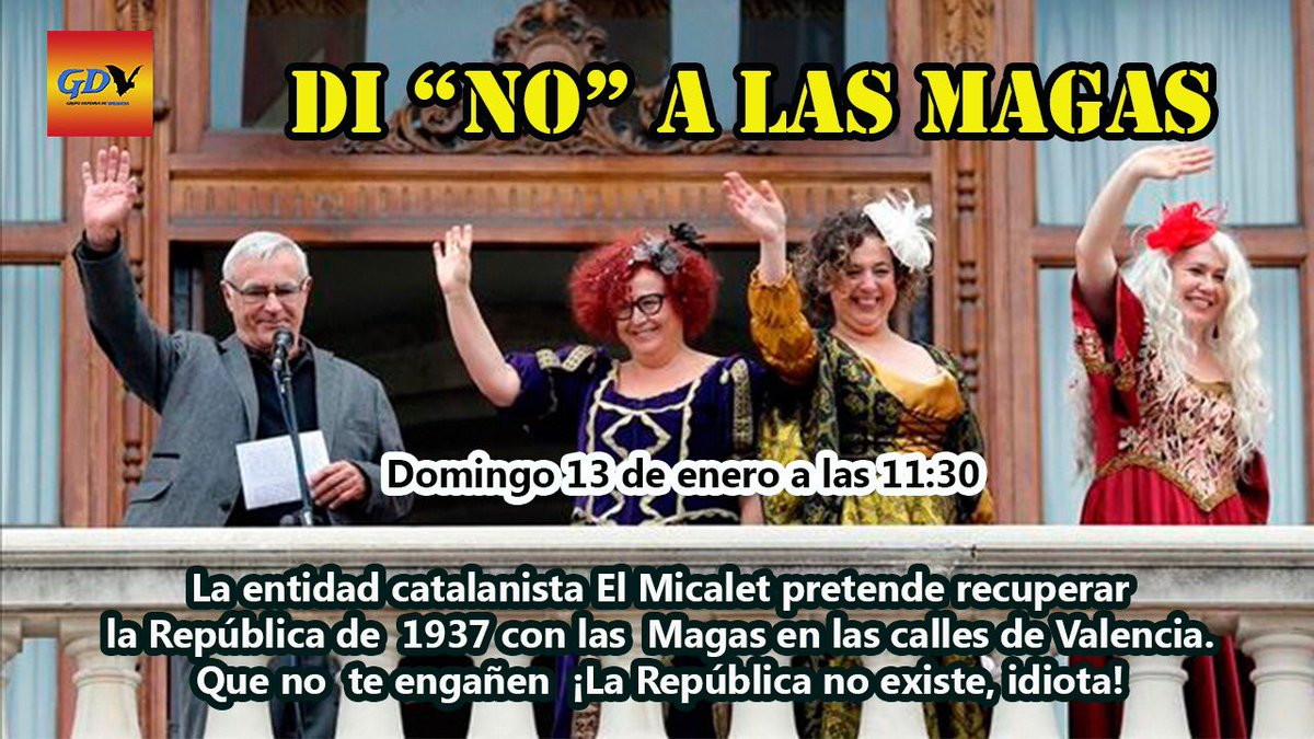 JLRoberto1953's tweet photo. Me pasan este cartel de las Reinas brujas . Un desfile pagado con fondos públicos y organizado por el Micalet, cuna de catalanista . En recordatorio de lo que hizo la Republica e Valencia en 1934 como escarnio de la religión . Así se gasta nuestro dinero el tripartito valenciano https://t.co/CG3XkoCaW6