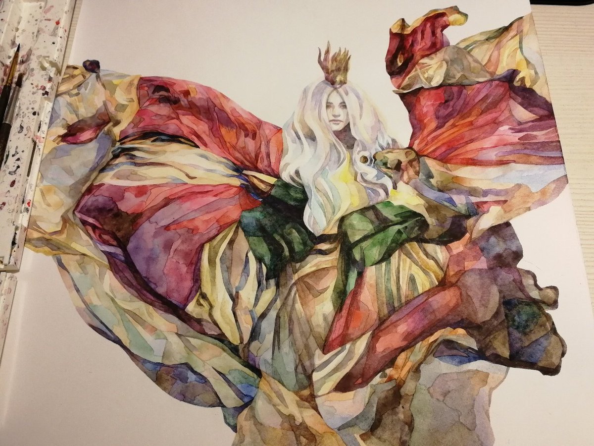 KatrinLucifer's tweet image. ого, снова я со своей акварелью в новом году
вспоминаю как это делать