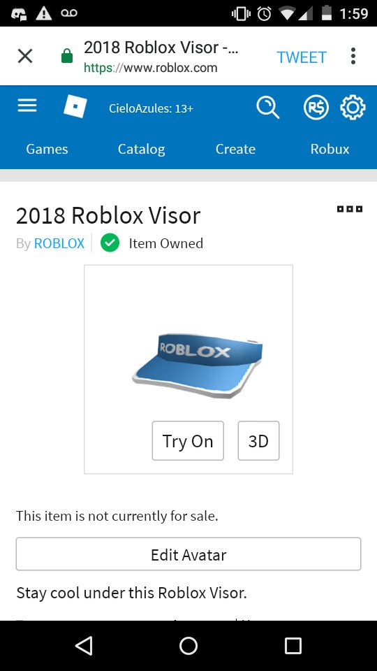 Roblox Notifier On Twitter Went Off Sale 2018 Roblox Visor Https T Co Pervknnerd - roblox item notifier for game