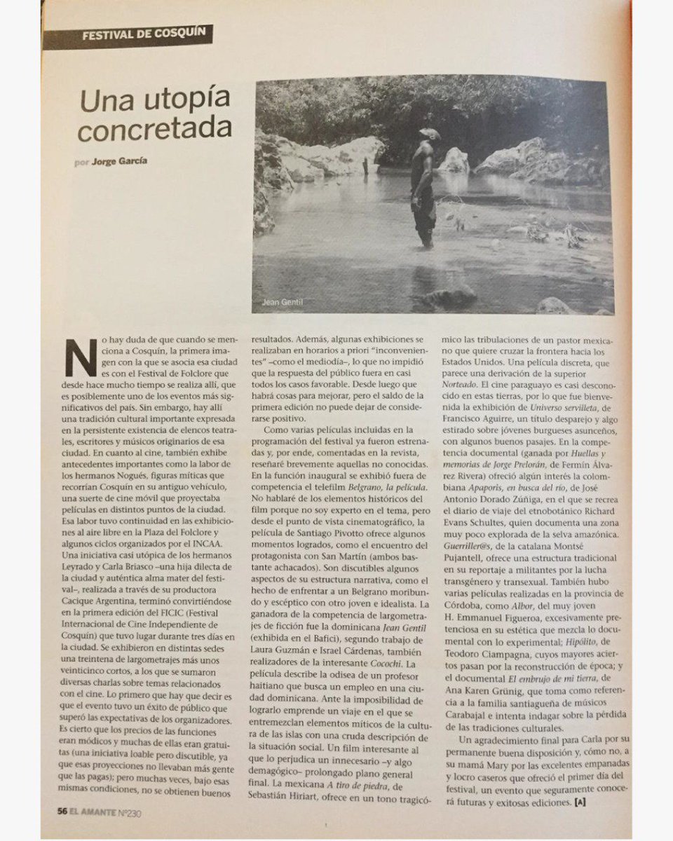 cosquinfilmfest's tweet photo. #TBT “Una utopía concretada” (2011) nota de Jorge García en la #RevistaElAmanteCine  - Una reseña de nuestra primera edición. 
Cosquín Cultural #FICIC #AmorAlCine desde siempre! ❤️   🎬 https://t.co/sknmpkfU1W