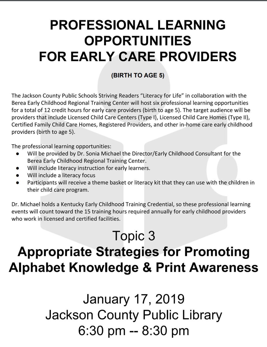 jacksonkyschool's tweet photo. Professional Learning Opportunity for Early Care Providers! https://t.co/n3KyQ7P8IR