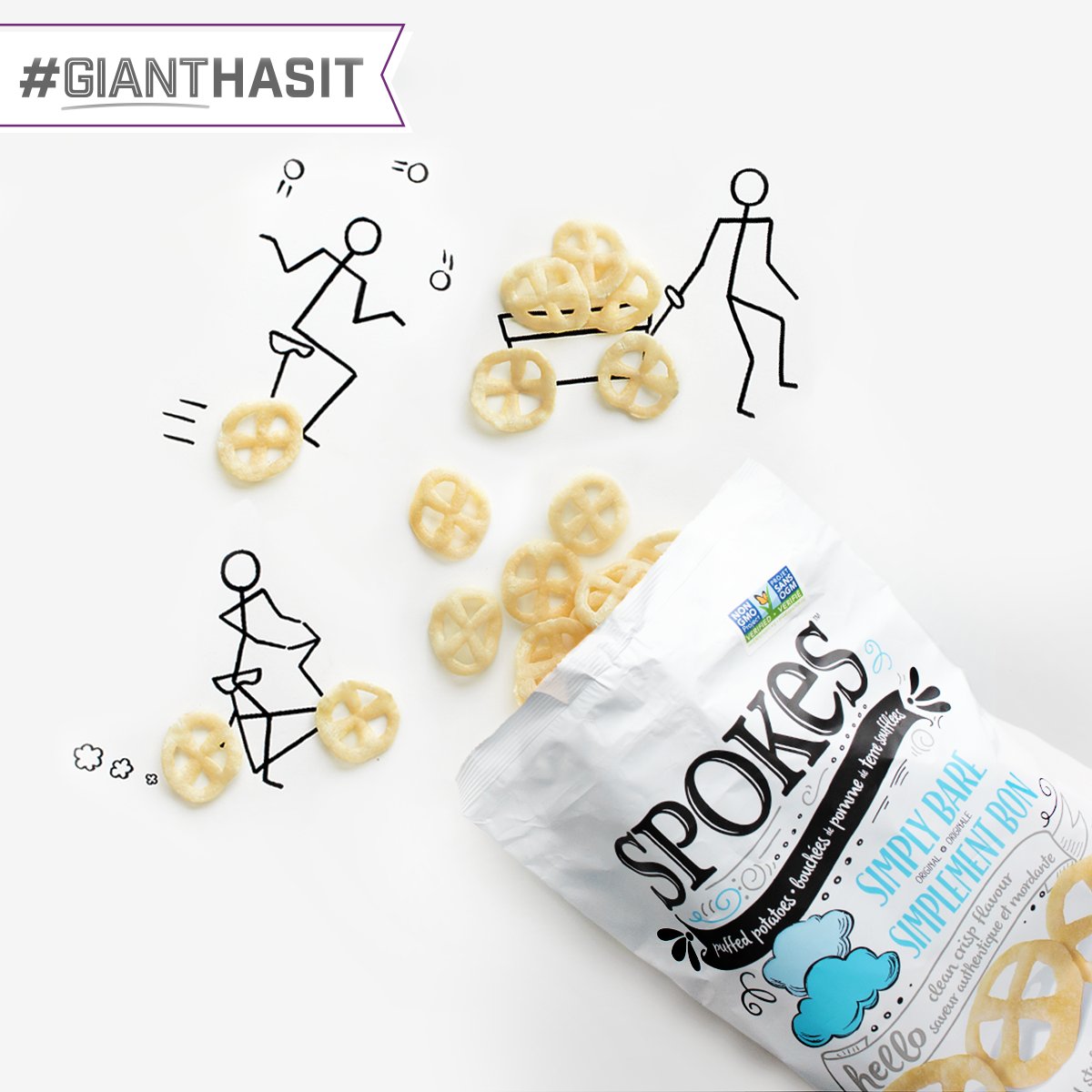 Created by a mom who wanted a better-for-you snack, <a href="/EatSpokes/">SPOKES</a> was born as a result of many years' work. Have you tried these air-puffed potatoes? #GiantHasIt