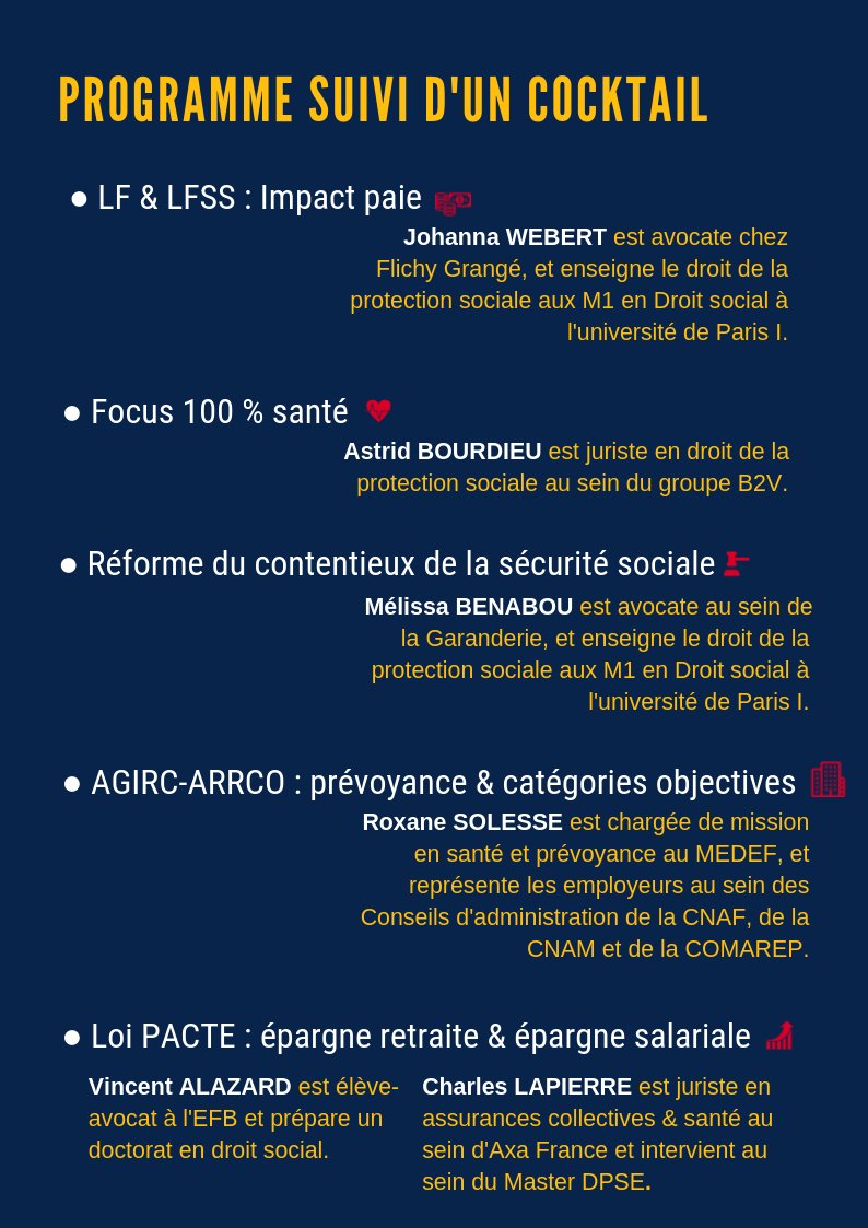 DPSE_alumni's tweet image. Master DPSE Alumni vous invite à son colloque le 15/01 sur les 5 actus incontournables en droit de la protection sociale d&apos;entreprise à l&apos;université @SorbonneParis1. Inscription obligatoire sur : eventbrite.fr/e/billets-les-… (merci à @M2proDPSE pour la salle)