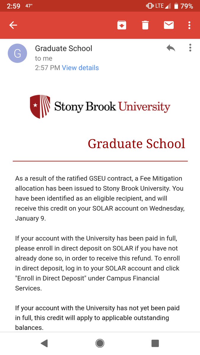 GSEU_SBU's tweet photo. The fee mitigation in this email was brought to you by the dues paying membership of the GSEU. #weareworkers #endfees https://t.co/69ISD2vfoe