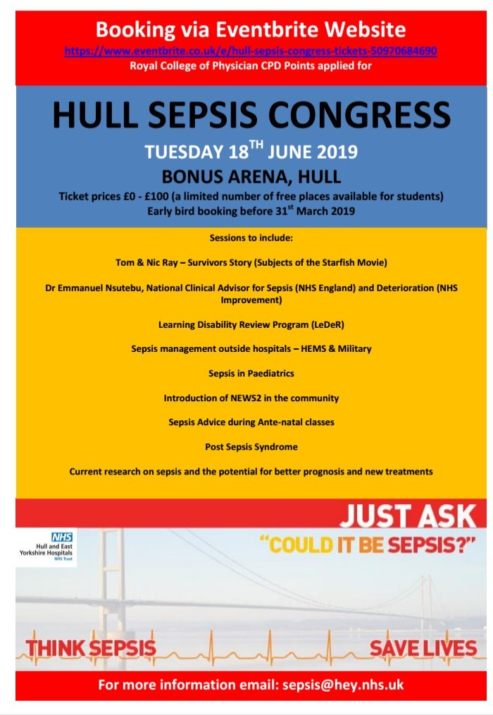 Don't forget to book your Early Bird place at the Hull Sepsis Congress