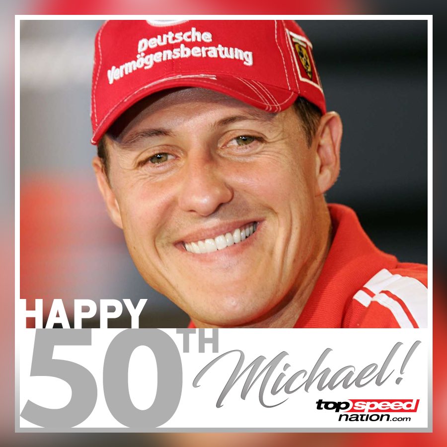 TopSpeedNation's tweet photo. Happy 50th Birthday Champion! Herzlichen Geburtstag!🏎🇩🇪🏁💪🏻 #keepfightingmichael 
•••
#michaelschumacher #schumacher #f1 #formula1 #ferrari #forza #forzaferrari #scuderia #scuderiaferrari #motorsport #racing 
•••
🖥 Image composition by @TopSpeedNation / @ProjektGroup https://t.co/7JnNO1OBd3
