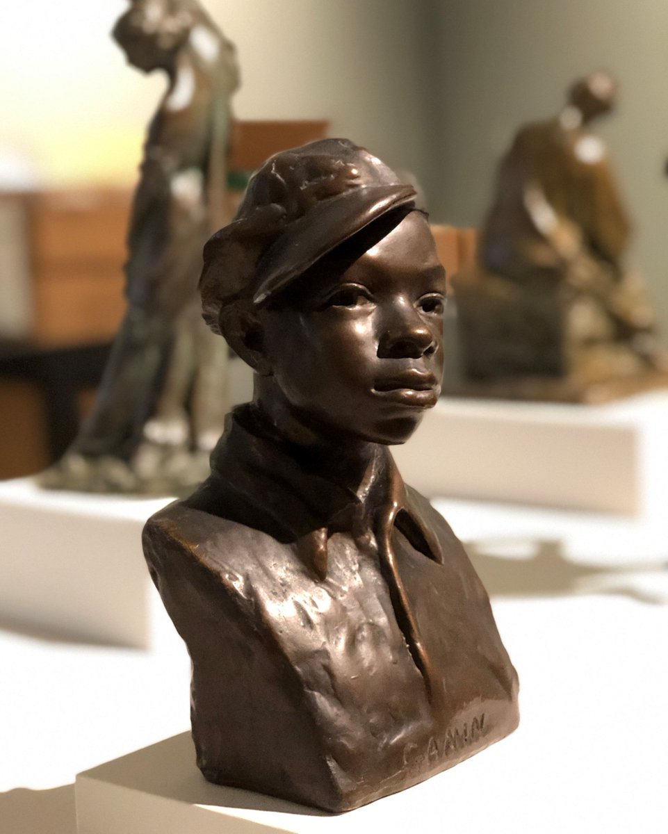 HoodMuseum's tweet photo. #TBT: A mid-installation snapshot of Augusta Savage’s “Gamin,” which will be on view when the #HoodMuseum reopens on January 26, 2019. #HMABehindTheScenes https://t.co/60mT1ErHtA