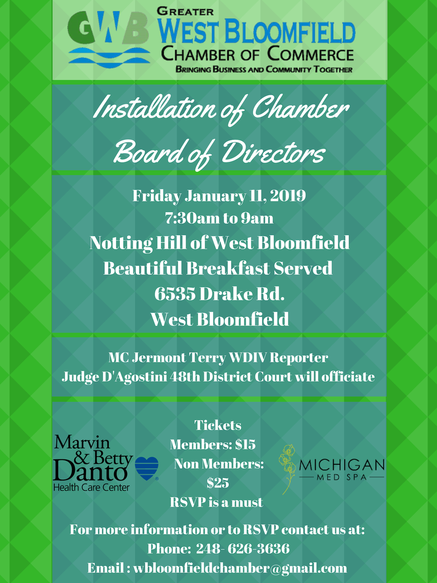 WBloomfieldCC's tweet photo. Have you purchased your ticket to the Installation of the Board of Directors yet? https://t.co/AgOjlpPkeU