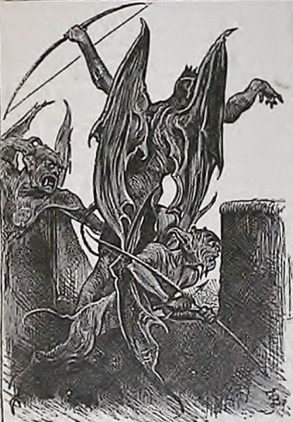 @NickArvin @gemmaweb @karlchwe This image of Beelzebub seems to be the most widely reproduced of Barnard's illustrations for Bunyan. He'd definitely been looking at Dore's Paradise Lost:
