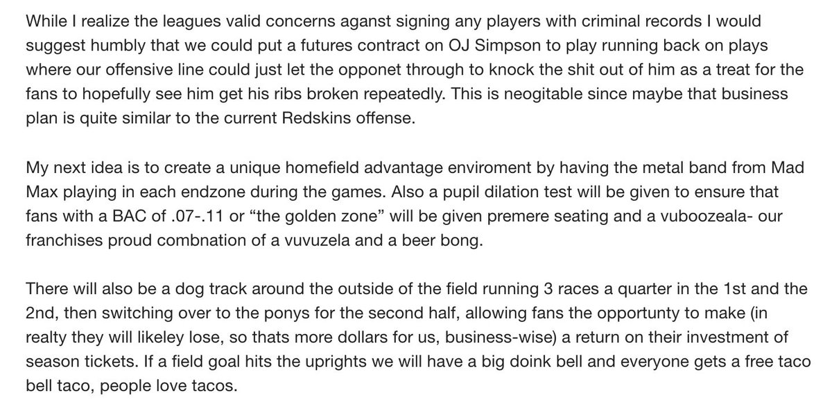 PFTCommenter's tweet photo. I have submited my application to become the Team President for the Washington DC XFL franchise. MY COLUMN https://t.co/ZA2WMRrUJ4 https://t.co/M0RewmcFBl