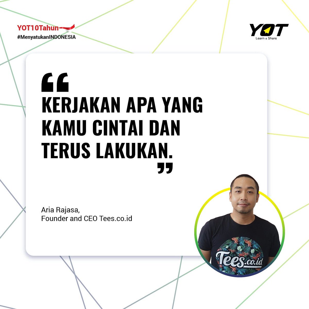 YoungOnTop's tweet photo. Hai #YOTers, kerjakan apa yang kamu cintai dan terus lakukan ya! Itulah jalan menuju kesuksesan. Selamat Pagi!😊
#TopWord #YoungOnTop #YOT https://t.co/L6H5ZMFOPY