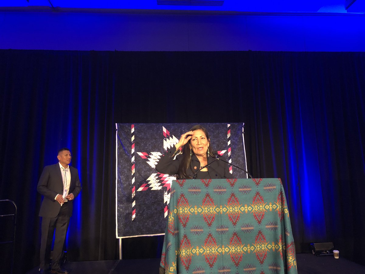 indianz's tweet image. Rep. Deb Haaland of New Mexico is back too after voting in the 116th Congress! “We don’t have time to rest,” Haaland said at Washington DC reception in her honor @repdebhaaland @Deb4CongressNM #NativeCongress