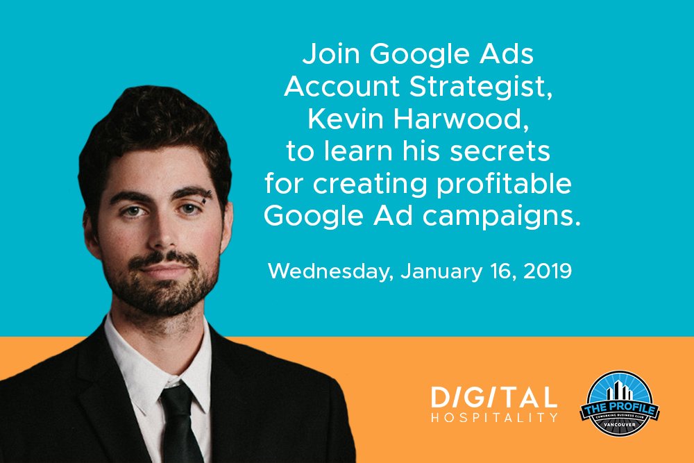 DigiHospitality's tweet photo. Join Google Ads Account Strategist, Premier Partner with Google Ads Canada, and an award-winning Google Ads Strategist Kevin Harwood, to learn his secrets for creating profitable Google Ad campaigns. Seats are limited! RSVP here: https://t.co/yab6fLBkab https://t.co/4LLiRD7VwW