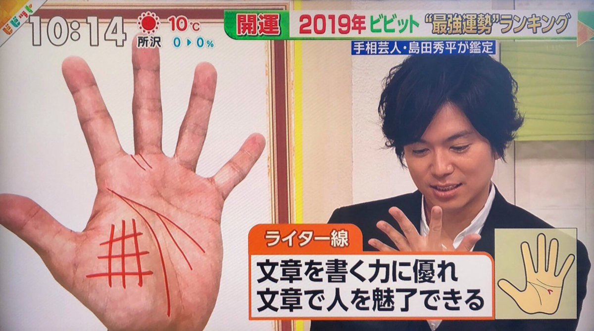 うぱ Pa Twitter 19年加藤さんの手相占い イケイケ線 ライター線 ナルシスト線 太一 鏡見てる時間長いよ ユーモア線 オカリナより多くて 僕が1番入ってるんだ W うぱ Pa Twitter 19年加藤さんの手相占い イケイケ線 ライター線 ナルシスト線 太一 鏡見てる時間長いよ ユーモア線 オカリナより多くて 僕が1番入ってるんだ W