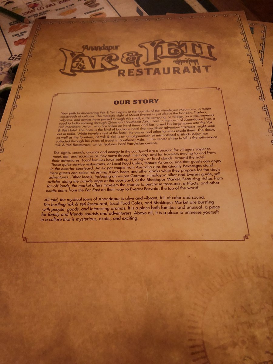 LilDisFan's tweet image. Dinner time!  I am always so grateful for the chefs who accommodate and modify menu items so I can have what I really want.  #shellfishallergy #yakandyeti @WDWToday @LandrysInc