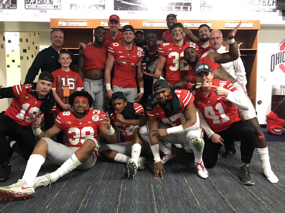 Very proud of this team and especially this unit of Linebackers! #RoseBowlChamps #GoBucks