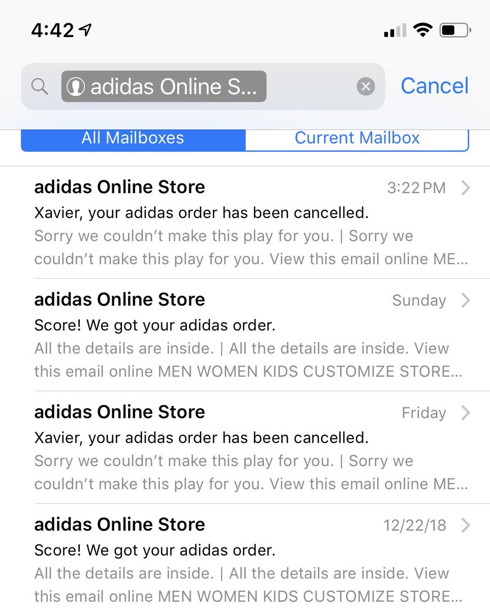 adidas cancelled my order