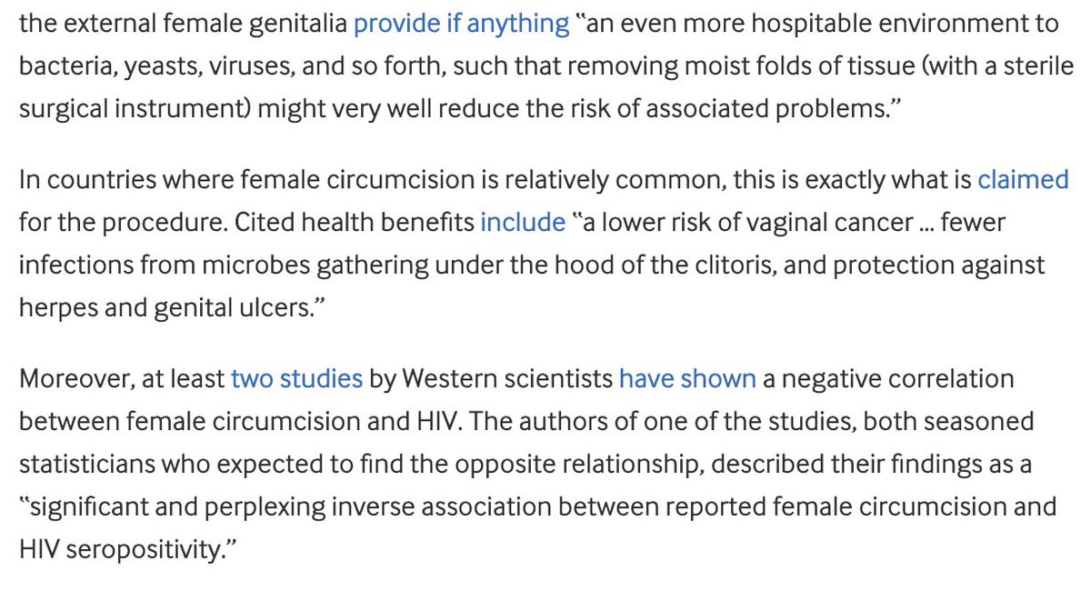 of what they call "female circumcision" to try to find "health benefits" for their *own* culturally favored rituals, which is exactly what some are now doing (see screen shots below, from my discussion here  https://bit.ly/2F78yCl ). But this is to miss the point. Genital cutting