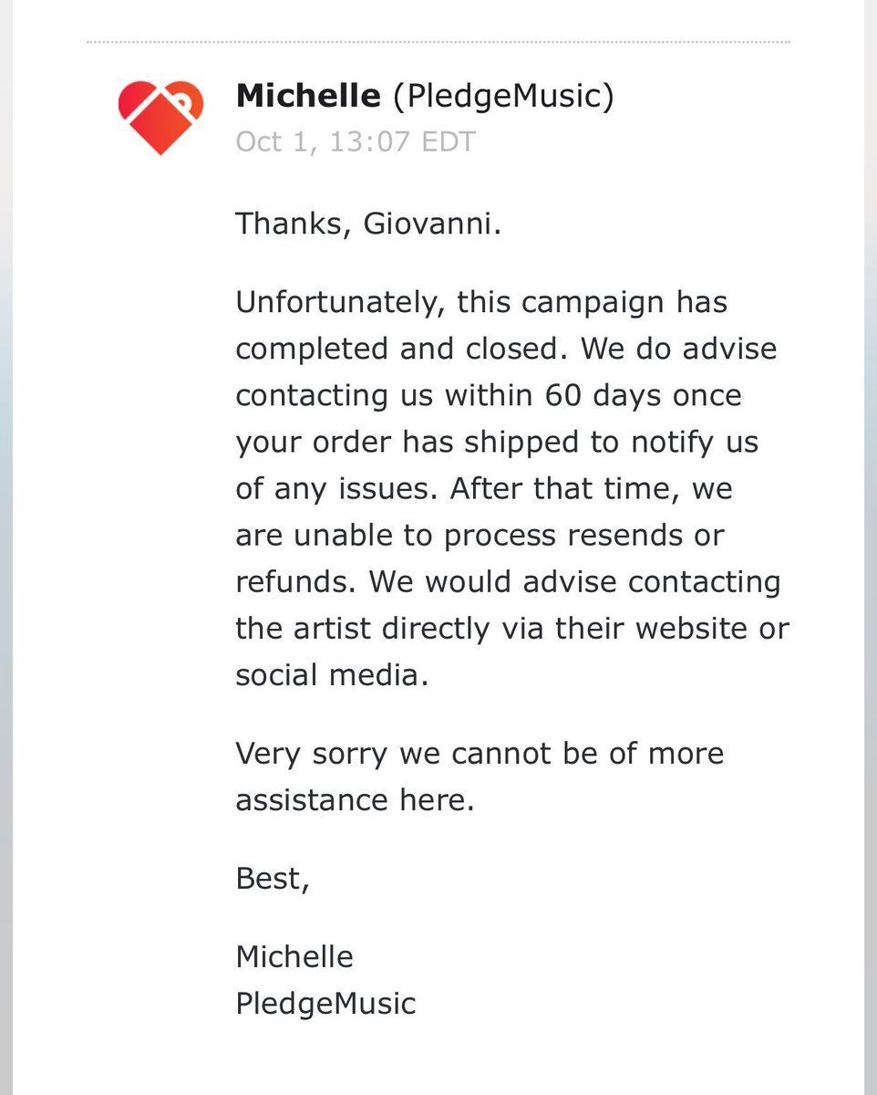 IL0V3P3PS_e's tweet photo. What happens when @PledgeMusic lies to you for months after not receiving your order for a year. 
Don’t trust these people. They’re shady as hell. https://t.co/U0FjS0d16W