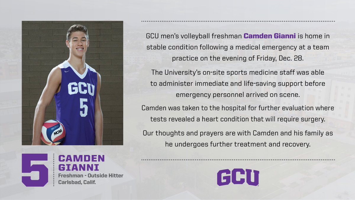 GCU_Lopes's tweet image. Our thoughts and prayers are with Camden and his family.
