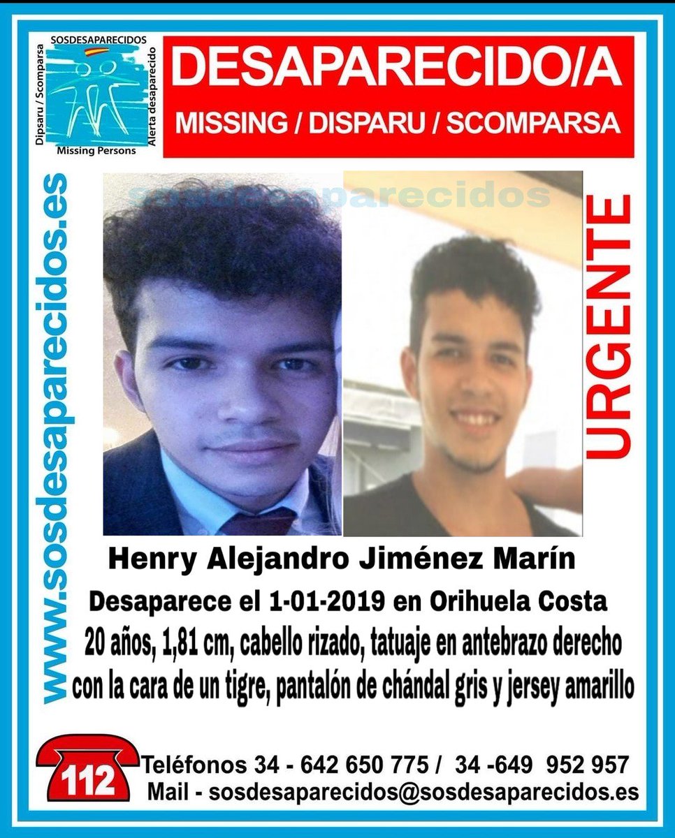 🆘#URGENTE⚠️ 

Este es Henry y ha #desaparecido en Orihuela Costa #Alicante

Si lo has visto llámanos
 ☎062
 ☎112 

Tu RT no cuesta nada y puede ayudarle
