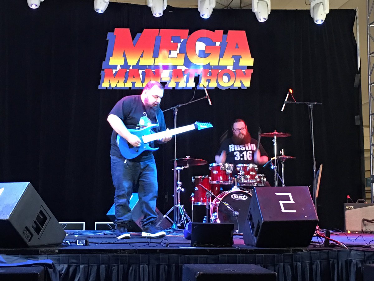 evaction's tweet image. The guys of @bitforceband bring the rock to the MusIQ From the Heart showcase at the Mega Man-Anthon at @magfest #magfest #megamanthon #bitforce #music #magfest2019