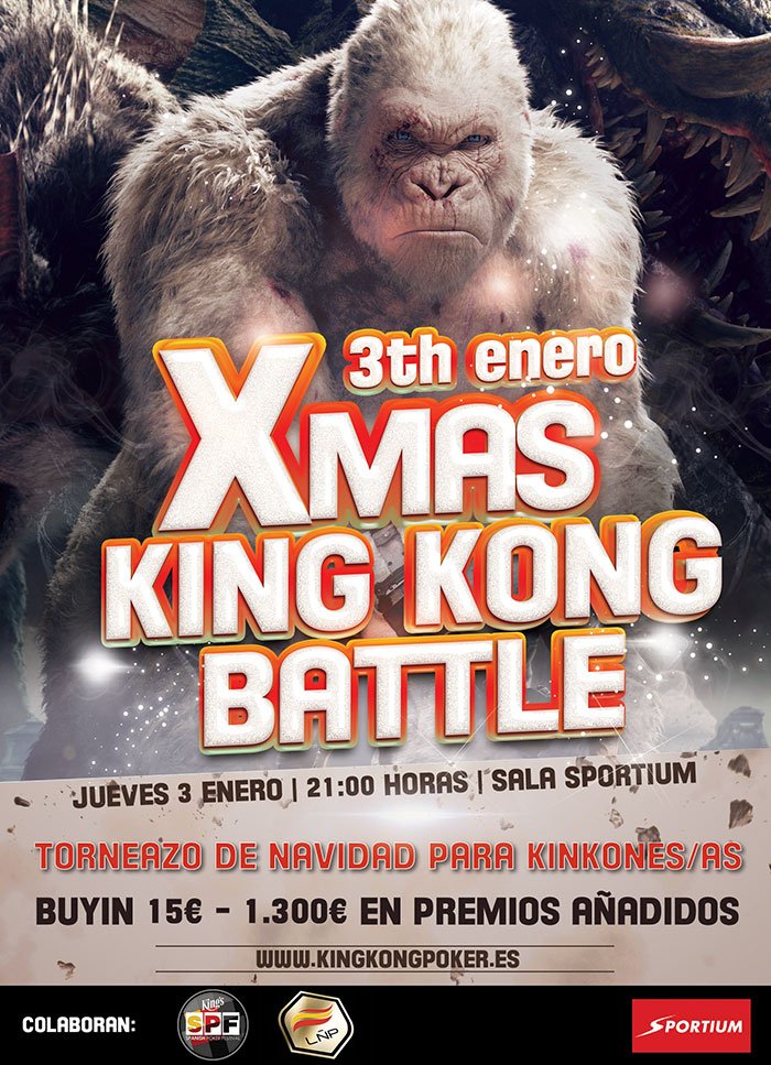 KingKongPoker's tweet photo. 🚨💣MESA FINAL EL XMAS KING KONG BATTLE💣🚨
1. 🦍@Gallardomarcos9
2. 🦍@grubi125
3. 🦍@davidovicspoker
4. 🦍#KKatxorro
5. 🦍@HPoker7
6. 🦍#manucrack
7. 🦍@Escual76
8. 🦍@mypokerflow
9. 🦍@ruizolin
GL #Kinkones 🍀🍀🍀
Info en https://t.co/bwqeDdh6uk https://t.co/2NP07kbtaK