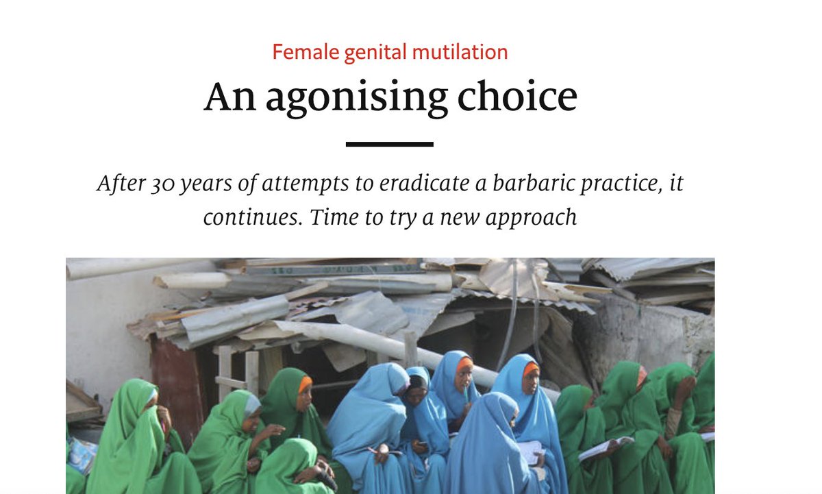 Their argument was then picked up by  @TheEconomist, whose editors argued that, yes, we should allow "minor" FGM to be performed; otherwise, on pain of inconsistency, we might have 2 rethink medically unnecessary male circ, which no one wants to do ( https://econ.st/2COqYFE ).