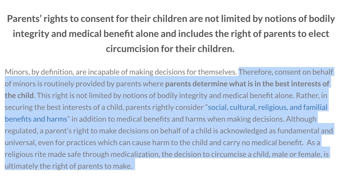 Defenders of "female circumcision" have grown emboldened, setting up professional websites quoting directly from  @AmerAcadPeds support for "parental rights" in male circumcision for "religious or cultural" reasons & calling out Western double standards ( https://femalecircumcision.org/ )