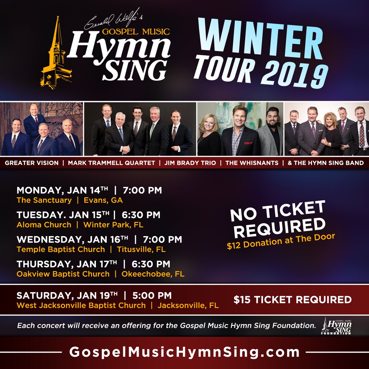Hymn Sing (@gmhymnsing) on Twitter photo Georgia and Florida! We're bringing the <a href="/GMHymnSing/">Hymn Sing</a> your way this month! We hope you'll help us spread the word, and join us for a great evening! gospelmusichymnsing.com <a href="/greatervision/">Greater Vision</a> @MarkTrammellQT <a href="/jimbradytrio/">Jim Brady Trio</a> @TheWhisnants <a href="/TreyIvey89/">Trey Ivey</a> <a href="/aaron_hise/">Aaron Hise</a> Georgia and Florida! We're bringing the <a href="/GMHymnSing/">Hymn Sing</a> your way this month! We hope you'll help us spread the word, and join us for a great evening! gospelmusichymnsing.com <a href="/greatervision/">Greater Vision</a> @MarkTrammellQT <a href="/jimbradytrio/">Jim Brady Trio</a> @TheWhisnants <a href="/TreyIvey89/">Trey Ivey</a> <a href="/aaron_hise/">Aaron Hise</a>