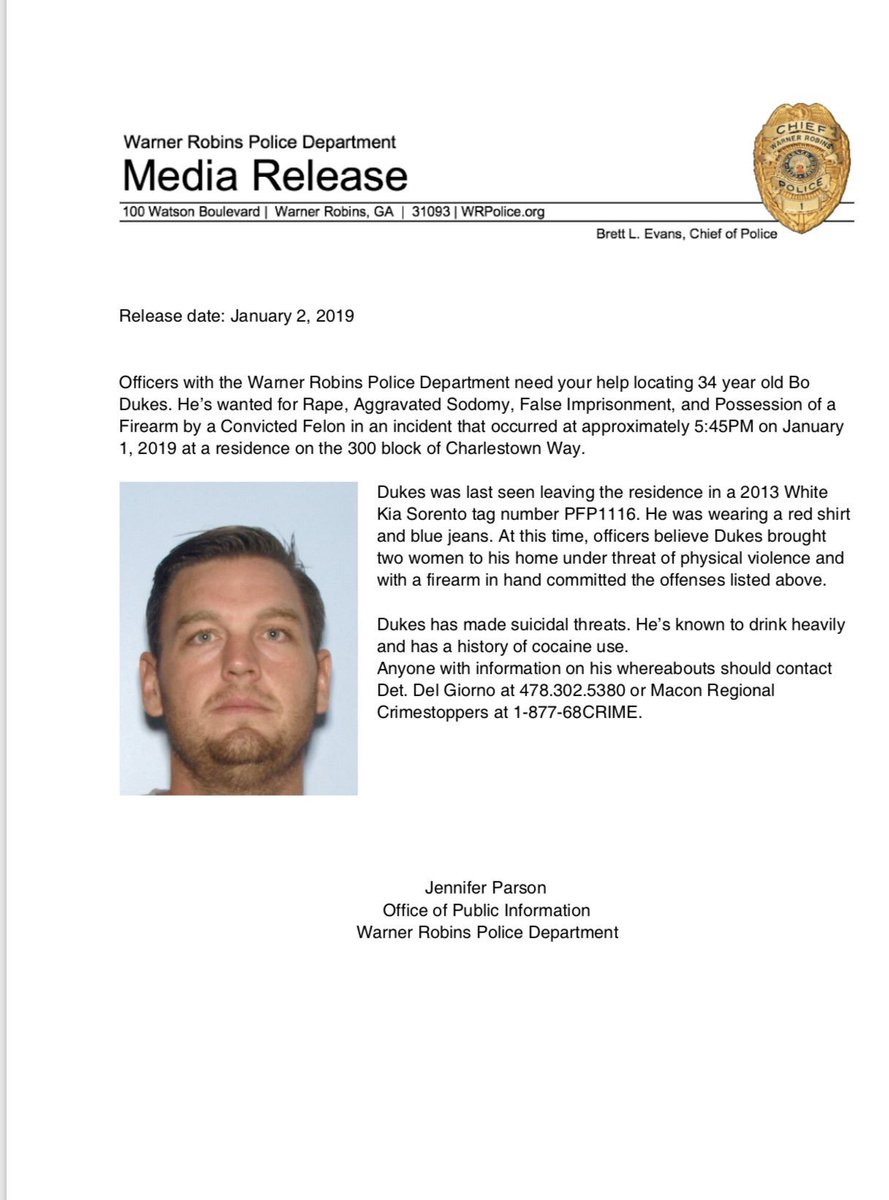 paynelindsey's tweet photo. Bo Dukes has been charged with rape and kidnapping and is now on the run from police. Come out, come out, wherever you are coward. Please retweet. https://t.co/EZSDDGfynh