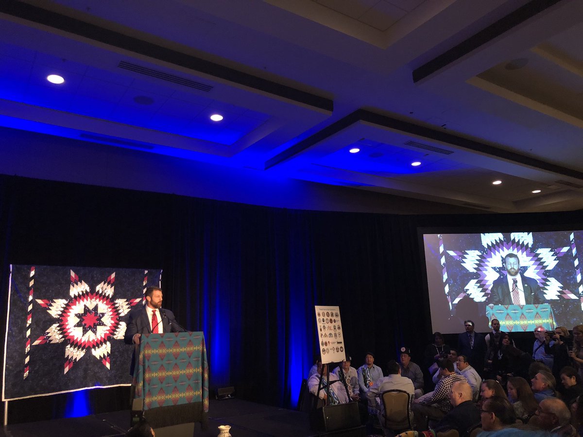 indianz's tweet image. Rep. Markwayne Mullin (Cherokee) is offering message of bipartisanship. He’s a Republican but he is honoring Rep. Sharice Davids of Kansas and Rep. Deb Haaland of New Mexico, first Native women in Congress #NativeCongress @repdebhaaland @repdavids @Deb4CongressNM @sharicedavids