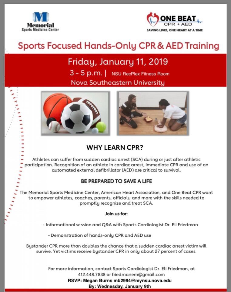 Sharks! Start the winter semester off right but coming to learn about CPR and how YOU could one day play a part in saving someone’s life! #nsusharks #nsusaac #preparetodominate