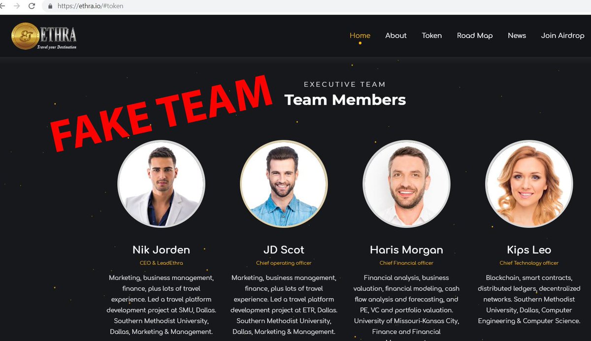 ICOEthics's tweet photo. SCAM ALERT 
FAKE TEAM - Using stock images of the team
SCAM ICO PROJECT: https://t.co/EzxpVejyH5
More details and updates: 
https://t.co/A1pL6f8HC4 https://t.co/WSnPramG29
