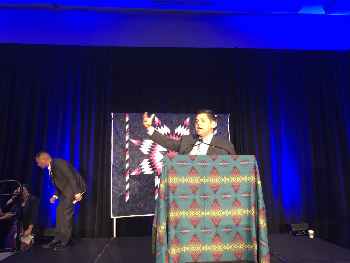 indianz's tweet image. Rep. Raul Ruiz of California spoke in Nahua, an Indigenous language from Mexico and Central America, at reception in honor of Rep. Sharice Davids and Rep. Deb Haaland, the first Native women in Congress. #NativeCongress @repdebhaaland @RepDavids