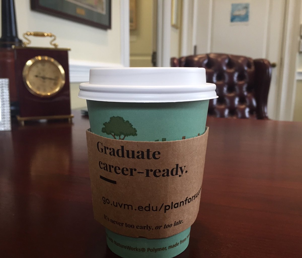 Good advice abounds at #UVM (even on your coffee cup). go.uvm.edu/planforsuccess 
#launch 💯