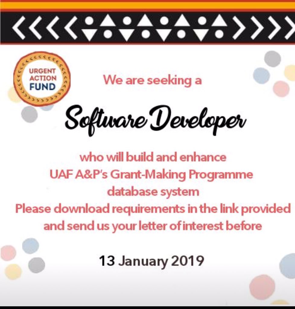 Come and help us co-create safe database systems. We need an awesome feminist software developer ASAP. Apply yourself or tag a friend with wicked skills who can help. Visit  uafanp.org/work-with-us  for more details. #FeministJobAlert  #FeministTech #SafeSystems