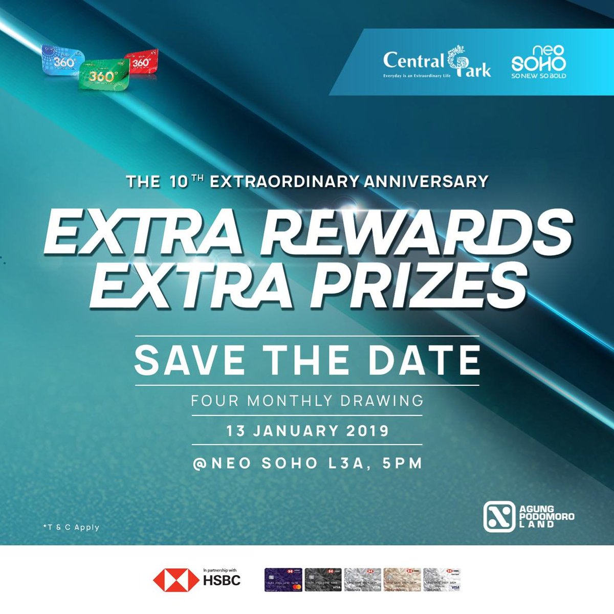 CentralParkMall's tweet photo. SAVE THE DATE!

EXTRA REWARDS EXTRA PRIZES FOUR MONTHLY PRIZES DRAWING
13 January 2019 | Neo Soho, L3A | 5 PM

Exclusive for 360 Club Members 

The wait is over! Be there and be prepared to be the lucky winners of FOUR MONTHLY PRIZES!

Don't miss it!

#CENTRALPARKMALL #CPBUZZ https://t.co/P7RpnxVSQS