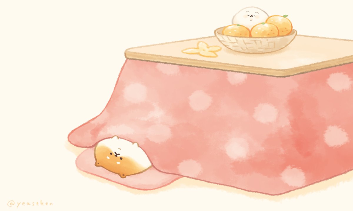 kotatsu fruit no humans food table mandarin orange simple background  illustration images
