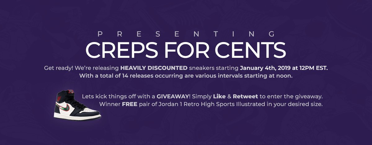 GhostAIO's tweet photo. 🚨! CREPS FOR CENTS !🚨

Be ready tomorrow, January 4th at 12PM EST. 

Spend your afternoon with us and potentially get some of the most hyped shoes of 2018 at a HEAVILY discounted price that you won't find anywhere else. *Retweet to enter the giveaway.

https://t.co/JHpE9qM3rn https://t.co/ACg2eDH7jW