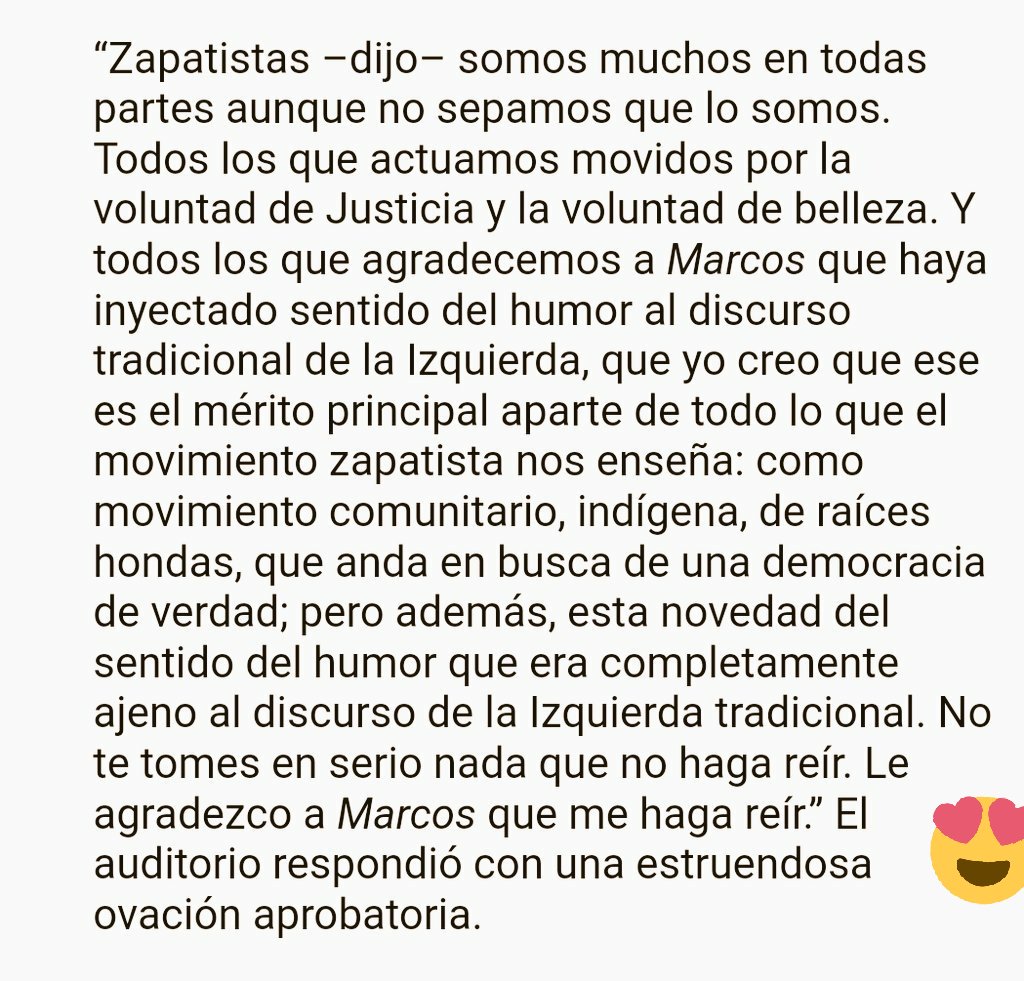 "Zapatistas, somos muchos en todas partes aunque no sepamos que lo somos. Todos los que actuamos movidos por la voluntad de Justicia y la voluntad de belleza". Eduardo Galeano  #EZLN #OtroMundoEsPosible https://www.jornada.com.mx/2015/04/26/sem-luis.html