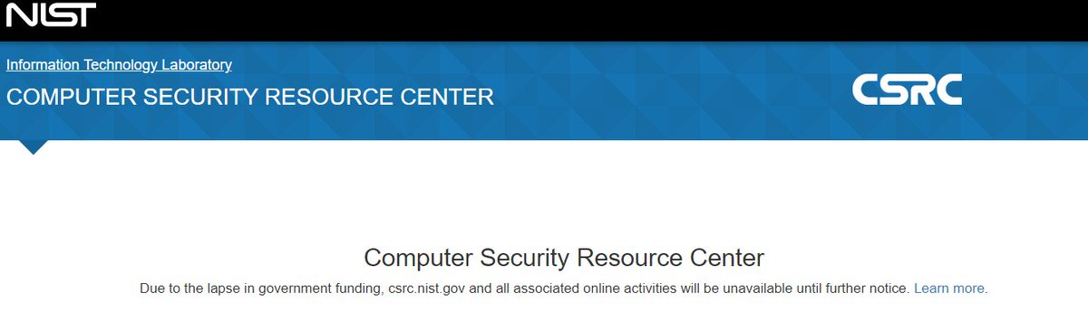 Due to a government shutdown, we're going to take away resources that might otherwise help make things more secure. Someone had to unpublish or hide this information. Well done USG! csrc.nist.gov/publications commerce.gov/news/blog/2018…
