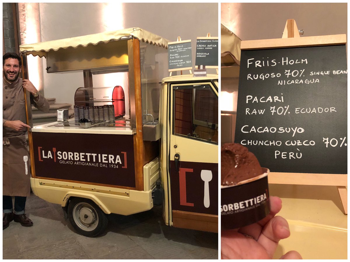#tbt to the #WorldFinalChocolate of the <a href="/ChocolateAwards/">Chocolate Awards</a> with the best #gelato in <a href="/visitFlorence/">Florence&TuscanyTour</a>. Antonio Ciabattoni of <a href="/LaSorbettiera/">la sorbettiera</a> created #gelato from award-winning #chocolates from <a href="/MikkelFriisHolm/">Mikkel Friis-Holm</a>, <a href="/cacaosuyo/">CACAOSUYO</a>, and <a href="/PacariChocolate/">Pacari Chocotale</a>! #delicious