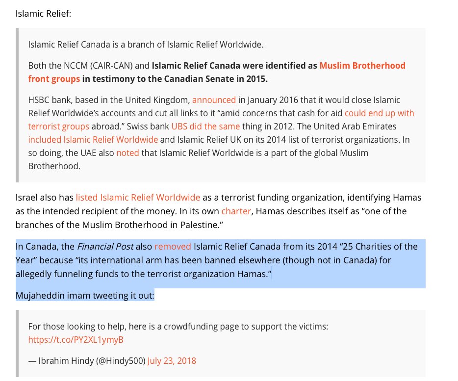 11) In Canada, the Financial Post used to have Islamic Relief Canada listed as one of Canada's TOP 25 Charities. A few years ago, they came to learn that there "might" be some affiliation with terrorism so they cut ties.(pic from GellerReportcont'd