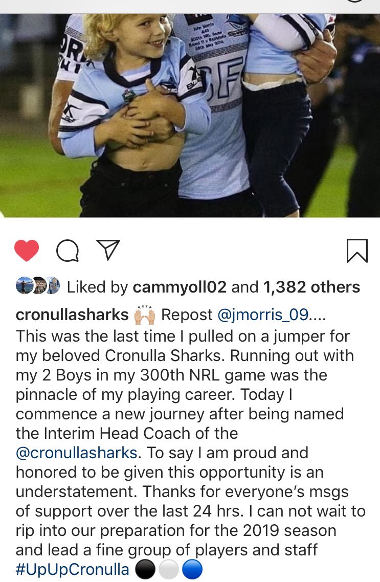 sharkcastpod's tweet photo. Our new man in charge @jmorris_09 

#UpUpCronulla #sharkssharksforever #coachmorris https://t.co/rXhvQG2o7v