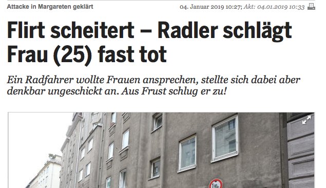 Wenn sich betrunkene Flüchtlinge prügeln: Tagelang Dauererregung, "Kriminelle Ausländer raus"-Stimmung, Infragestellung diverser Grundrechte

Wenn ein Weißer eine Frau fast totschlägt: Ach, der Arme, er war halt frustriert, weil er so tollpatschig ist beim flirten, der Racker